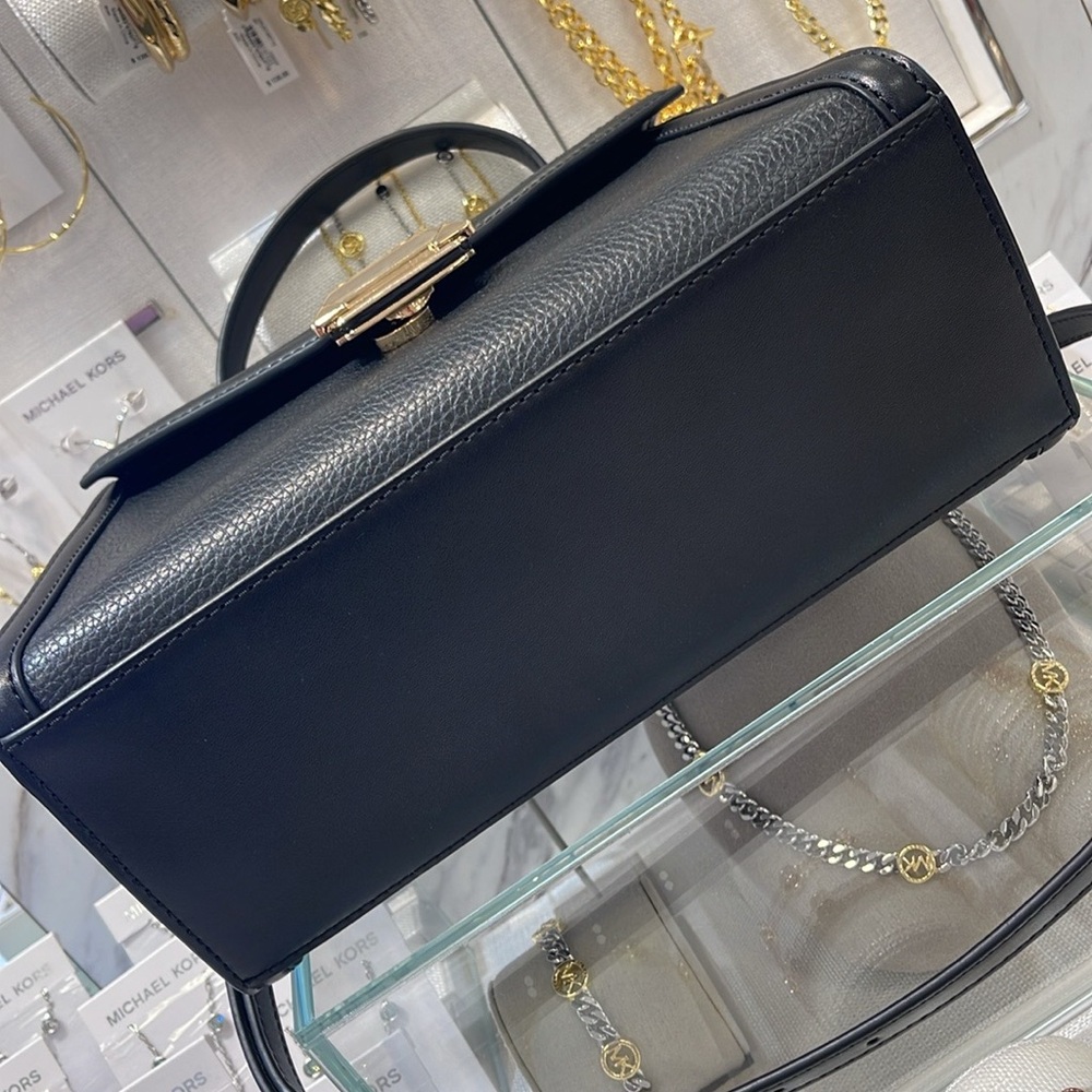 Michael Kors Whitney Medium Leather Flap Satchel Shoulder Crossbody Bag 
Black - Picture 12 of 16